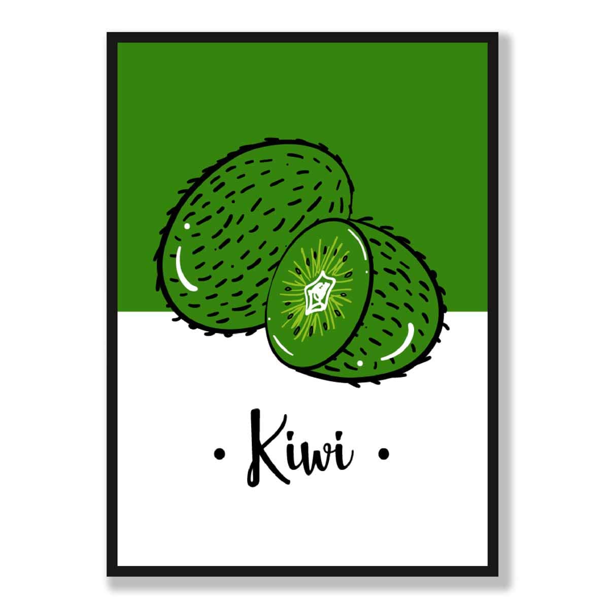 Sketch Fruit Poster of Kiwis in Green