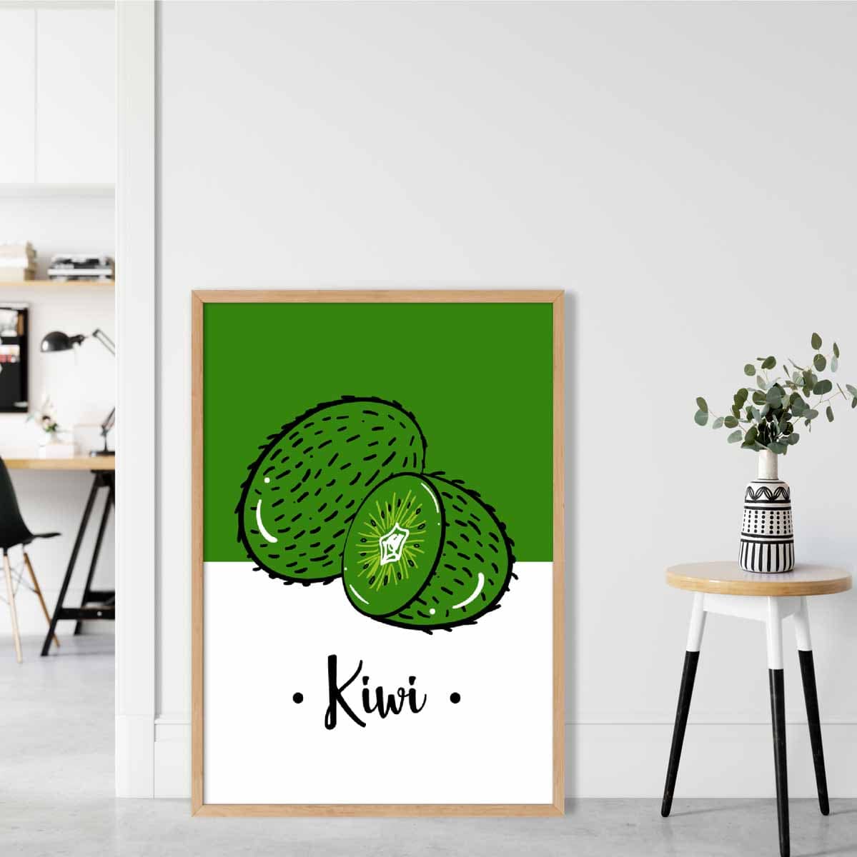 Sketch Fruit Poster of Kiwis in Green