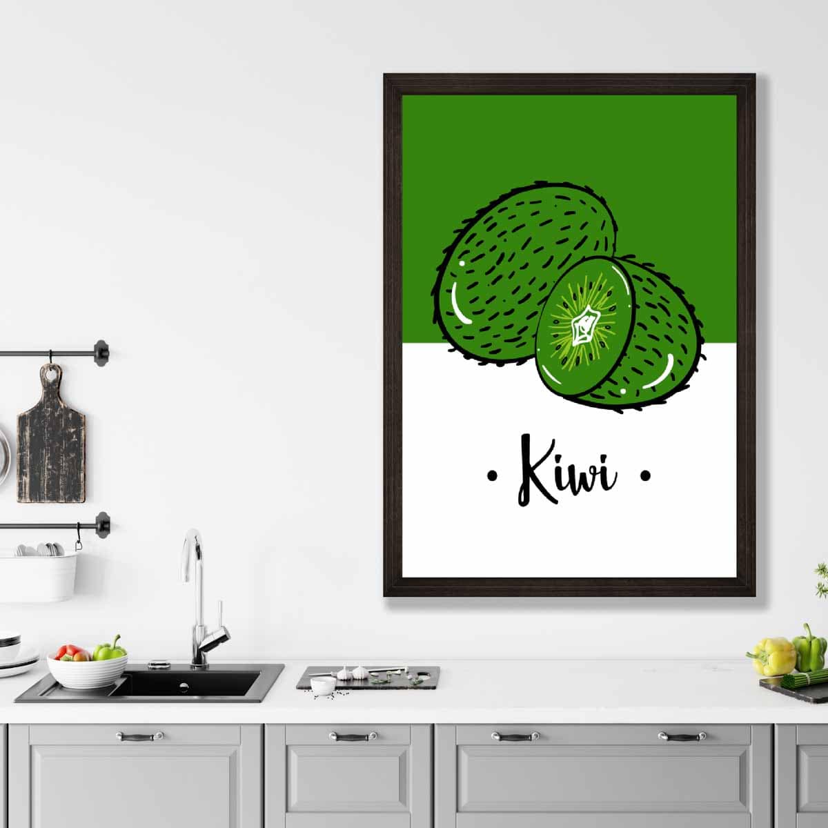 Sketch Fruit Poster of Kiwis in Green