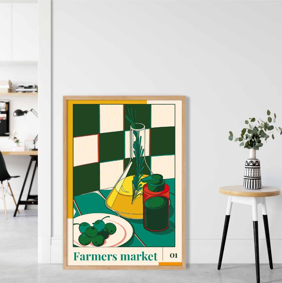 Farmers Market Poster No 1 in Green Yellow Red
