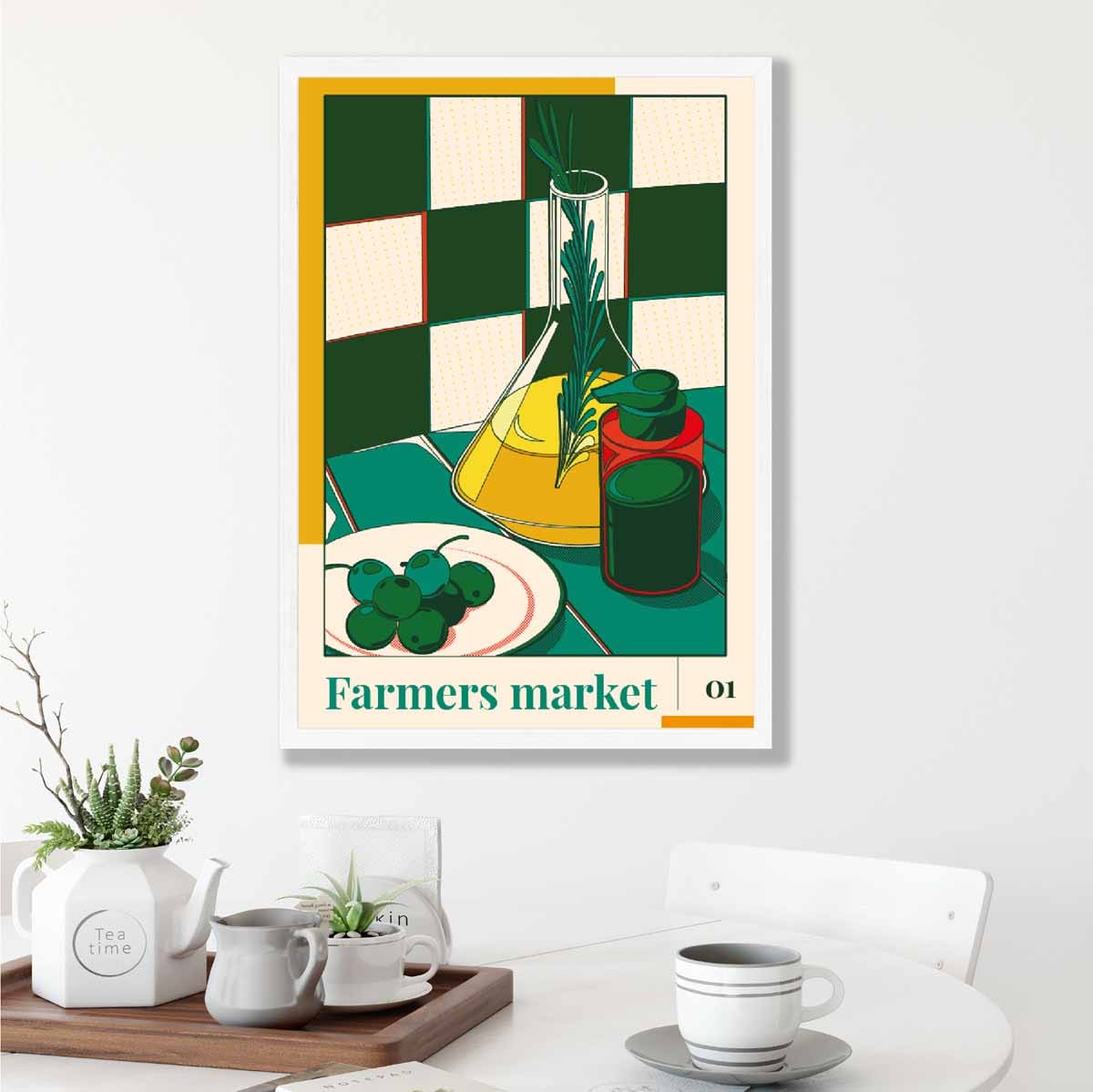 Farmers Market Poster No 1 in Green Yellow Red