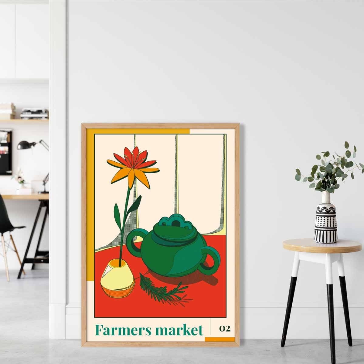 Farmers Market Poster No 2 in Green Yellow Red