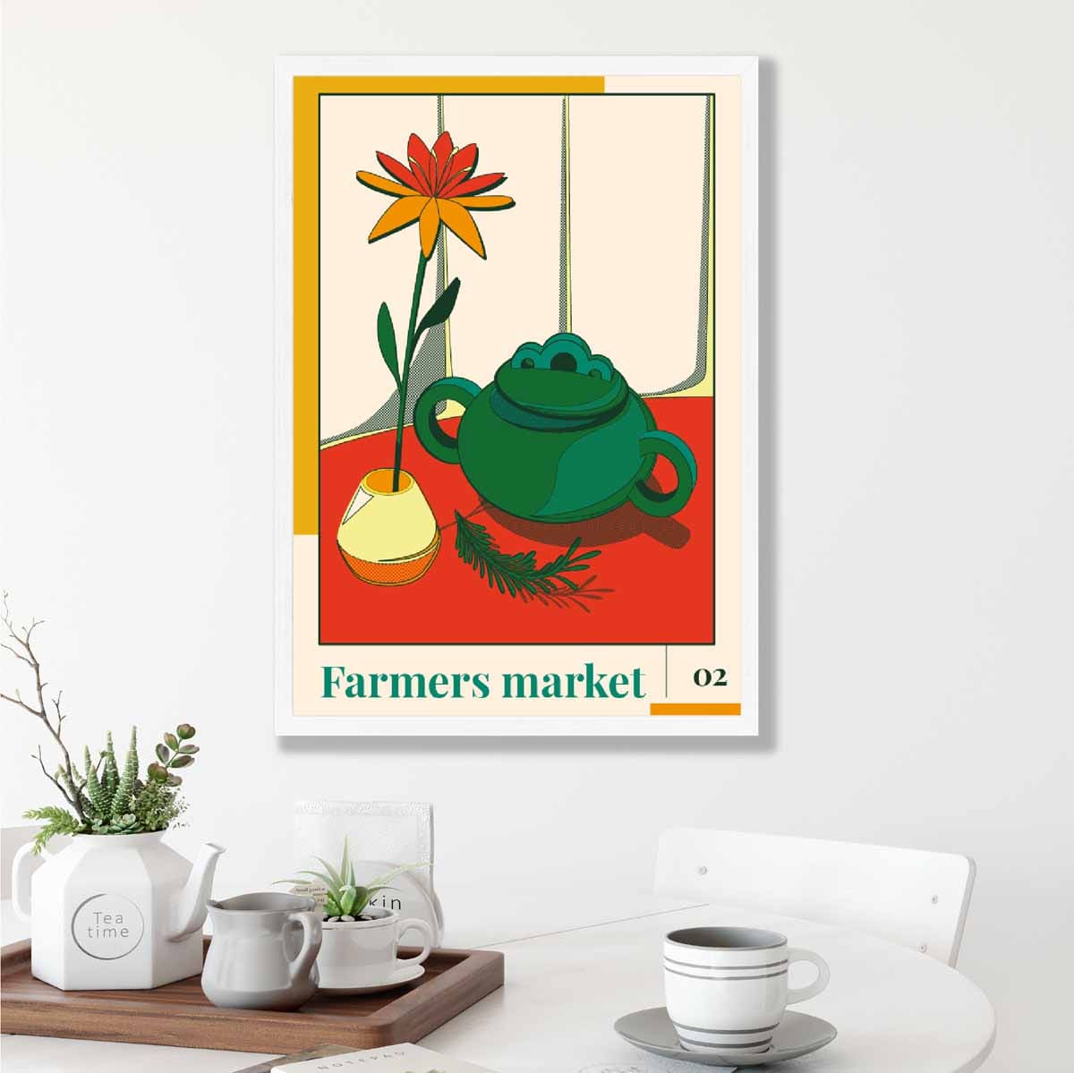 Farmers Market Poster No 2 in Green Yellow Red