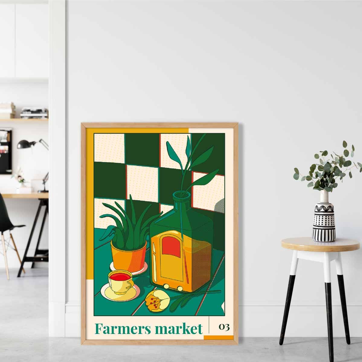 Farmers Market Poster No 3 in Green Yellow Red