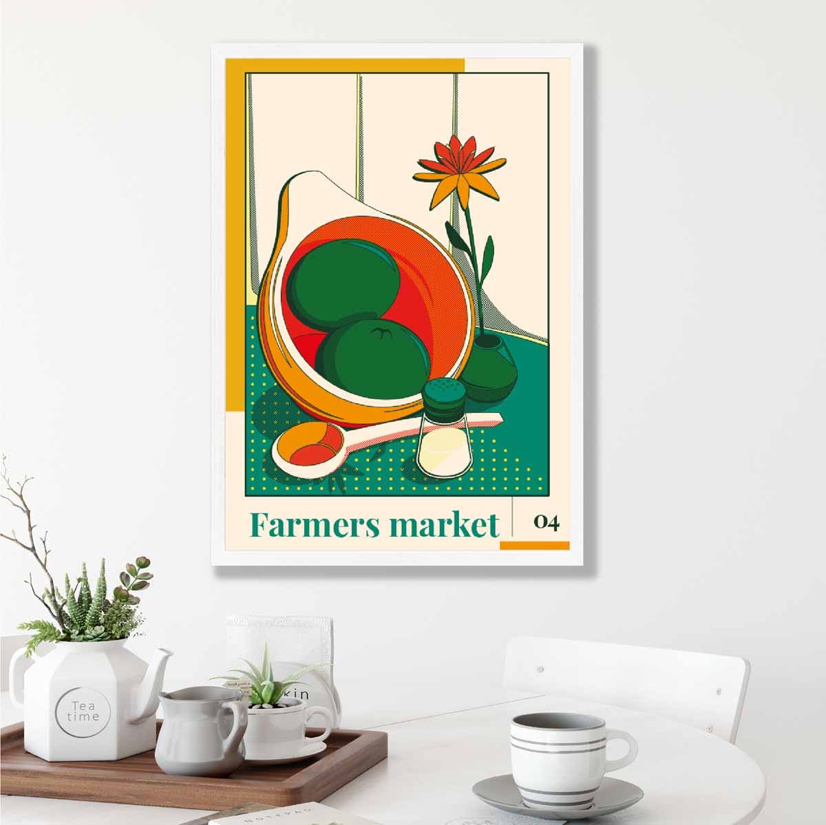 Farmers Market Poster No 4 in Green Yellow Red