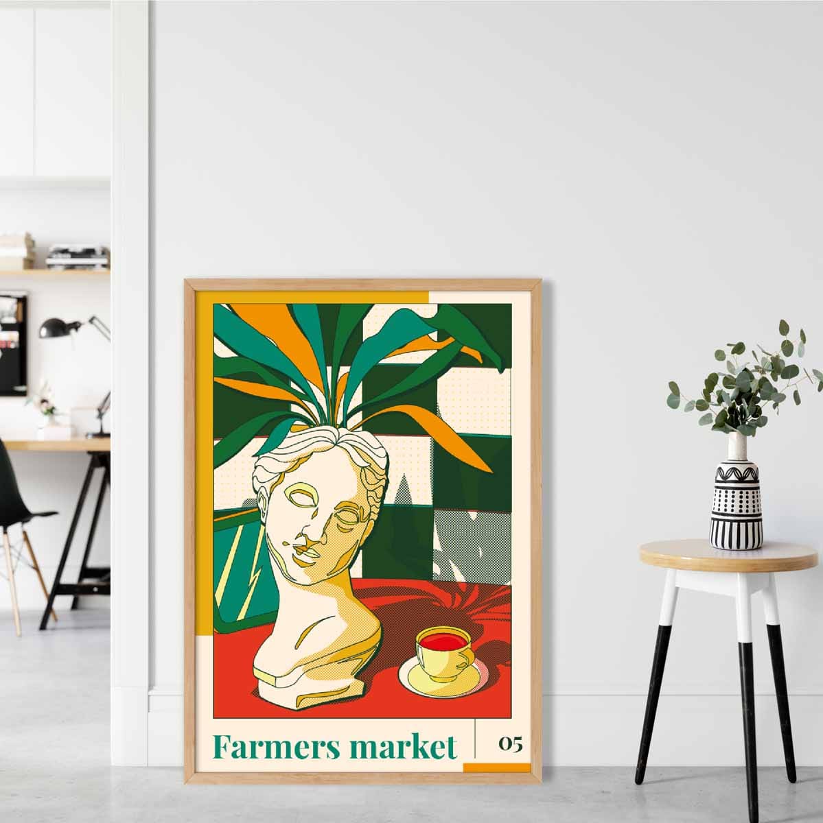 Farmers Market Poster No 5 in Green Yellow Red