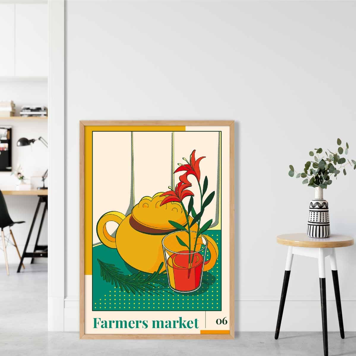 Farmers Market Poster No 6 in Green Yellow Red