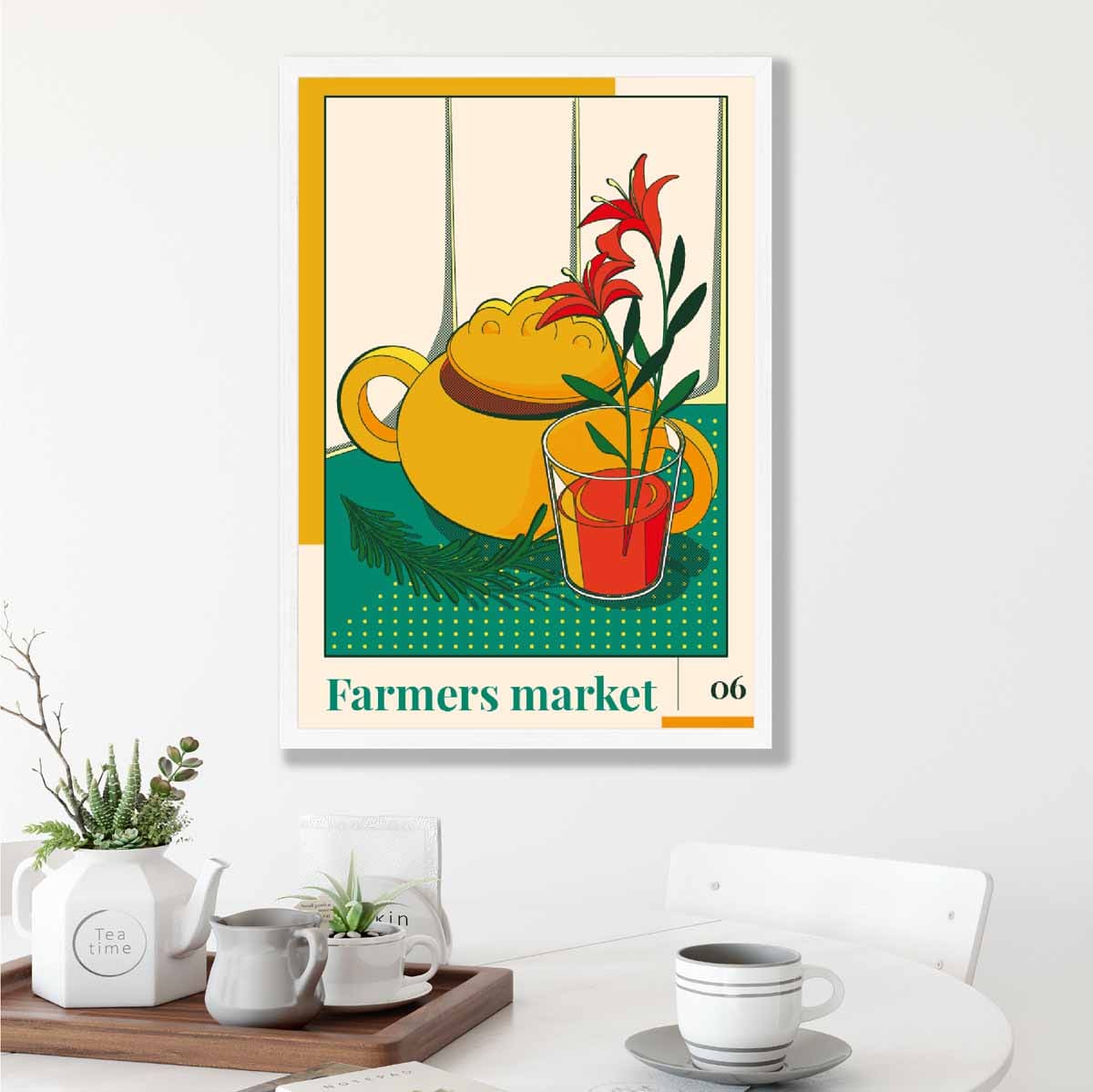 Farmers Market Poster No 6 in Green Yellow Red