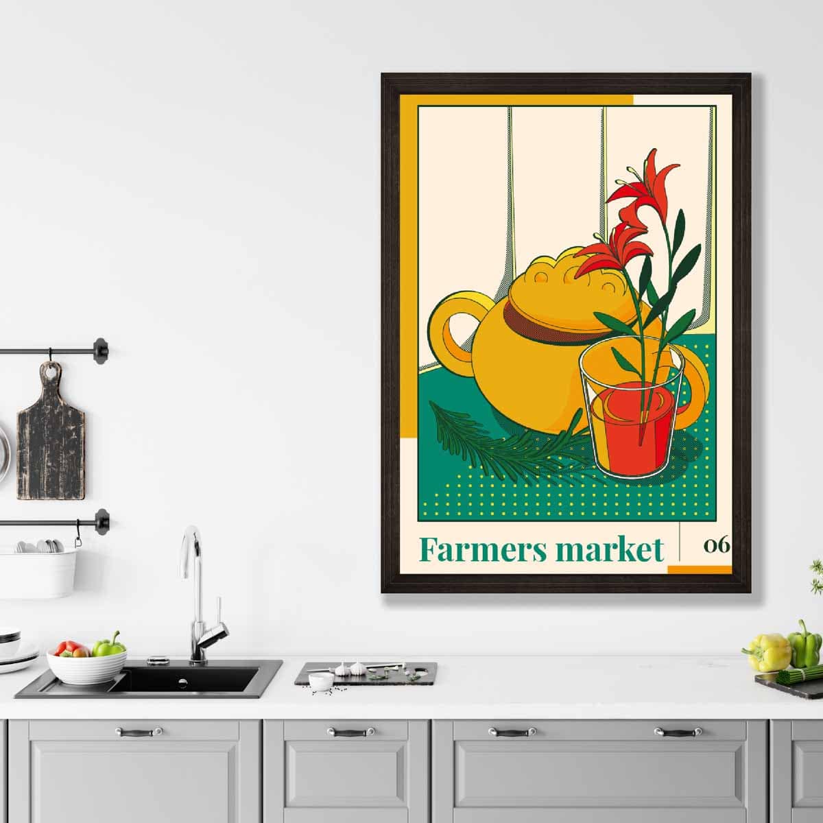 Farmers Market Poster No 6 in Green Yellow Red