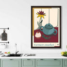 Farmers Market Poster No 2 in Damson Red and Blue