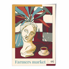 Farmers Market Poster No 5 in Damson Red and Blue