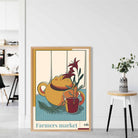 Farmers Market Poster No 6 in Damson Red and Blue