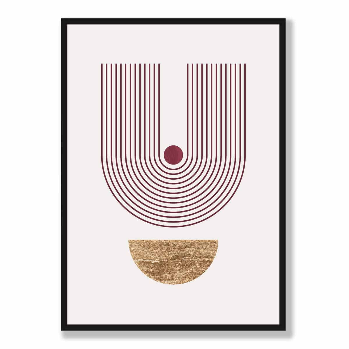 Mid Century Modern Geometric Print No 2 Red and Gold