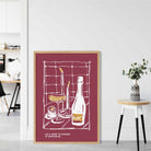 Kitchen Poster Drinks Sketch with Quote on Red