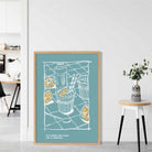 Kitchen Poster Cocktail Sketch with Quote Blue