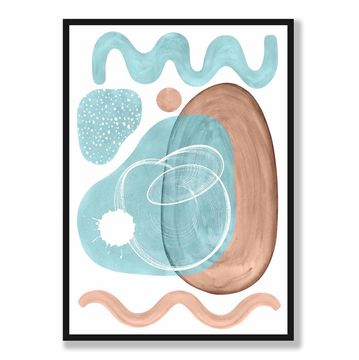 Abstract Aqua Blue and Beige Wall Art Poster No 2