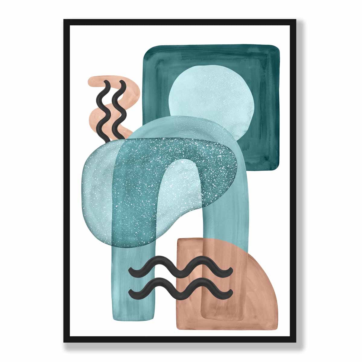 Abstract Aqua Blue and Beige Wall Art Poster No 3