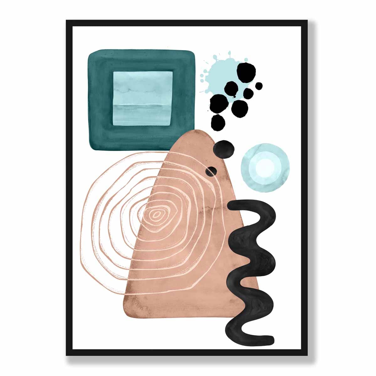 Abstract Aqua Blue and Beige Wall Art Poster No 6