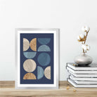 Mid Century Modern Geometric in Blue Gold and Beige No 1