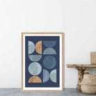 Mid Century Modern Geometric in Navy Blue and Gold No 1