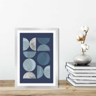Mid Century Modern Geometric in Navy Blue and Silver No 1