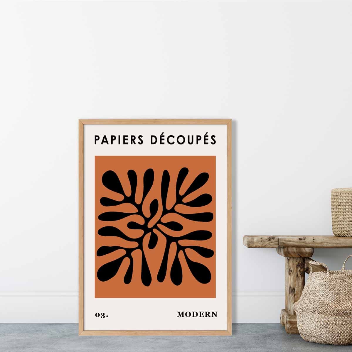 Abstract Floral Poster in Dark Orange and Black No 3
