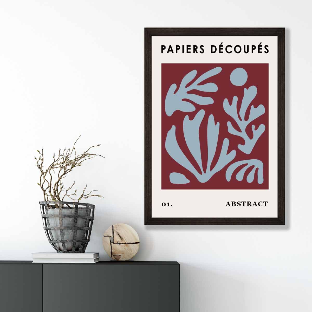 Papiers Decoupes Abstract Poster No 1 in Red and Blue
