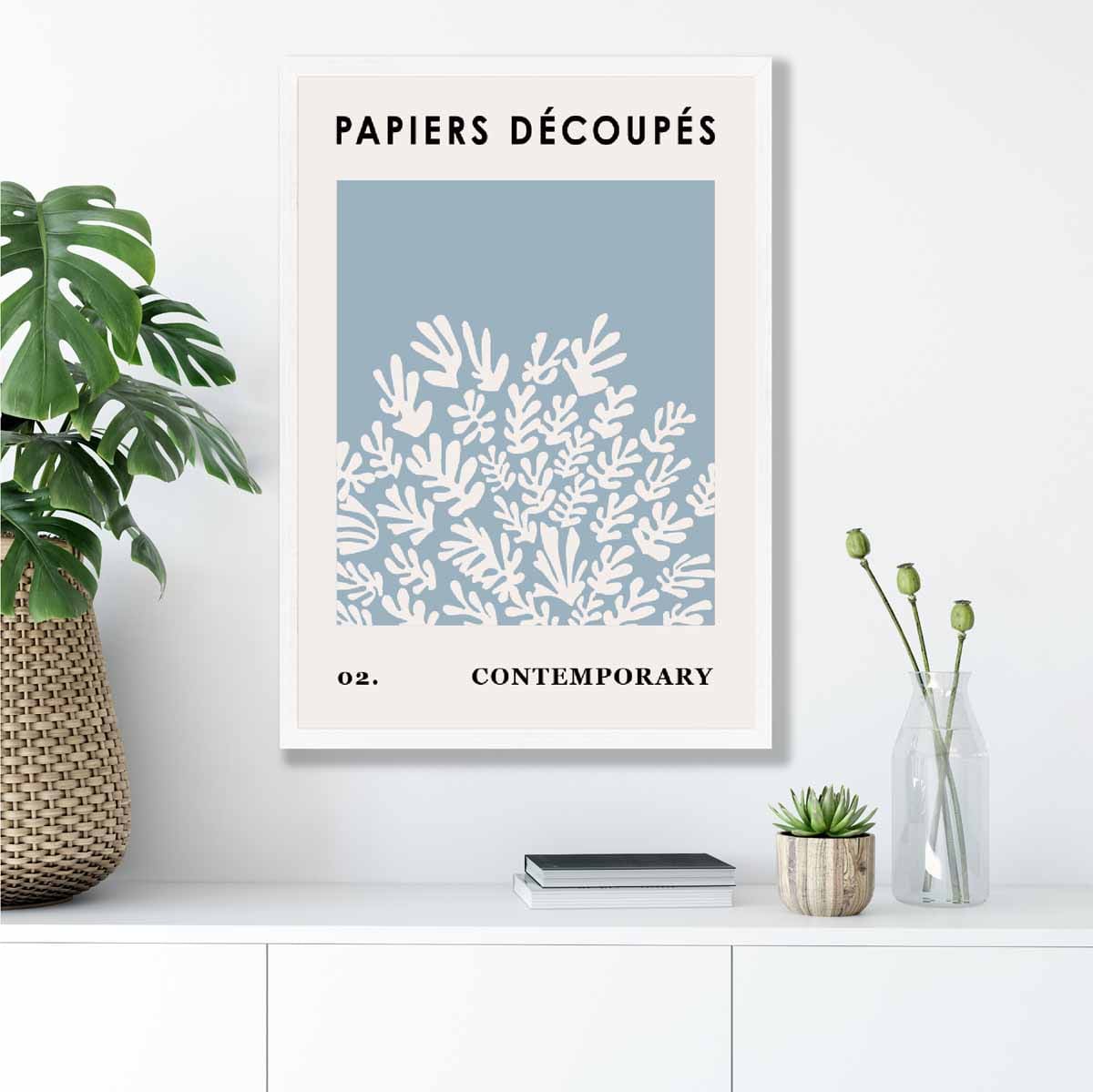 Mid Century Modern Contemporary Poster  No 2 in Light Blue