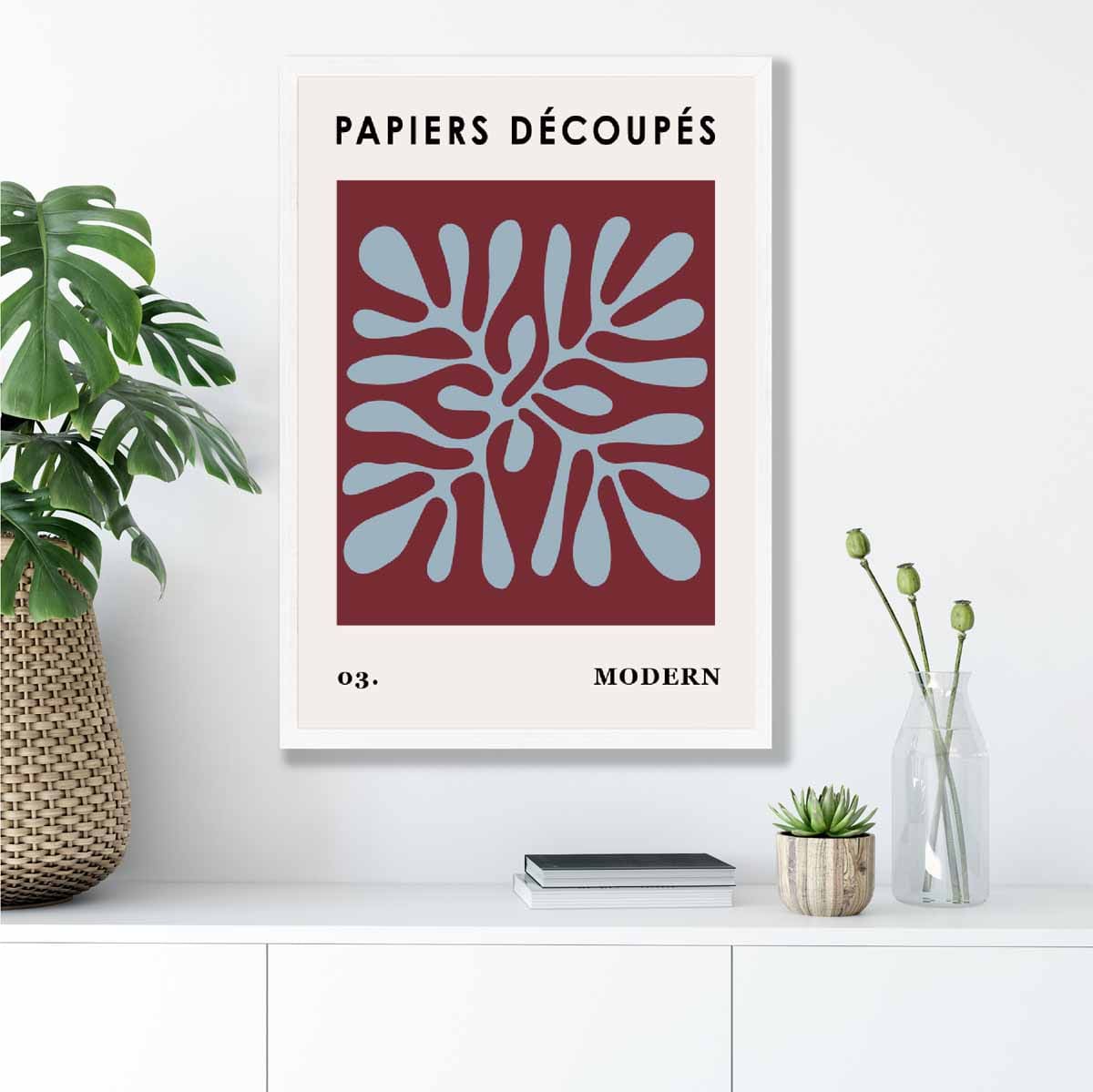 Papiers Decoupes Modern Poster No 3 in Red and Blue