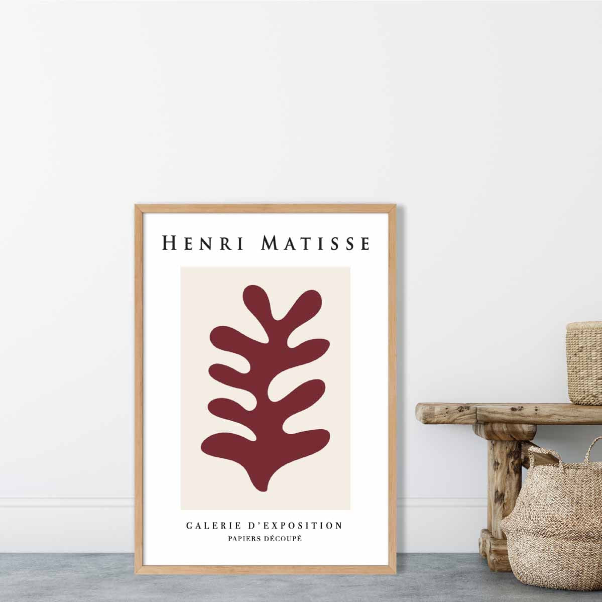 Mid Century Modern Matisse Galerie Floral Poster in Red