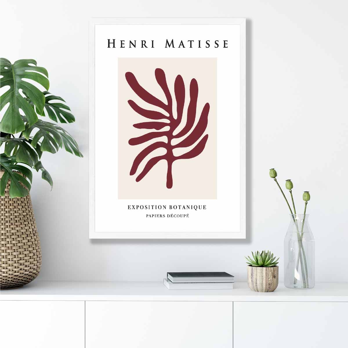 Mid Century Modern Matisse Galerie Floral Poster No 2 in Red