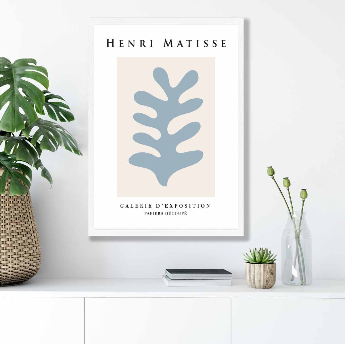 Mid Century Modern Matisse Galerie Floral Poster in Blue