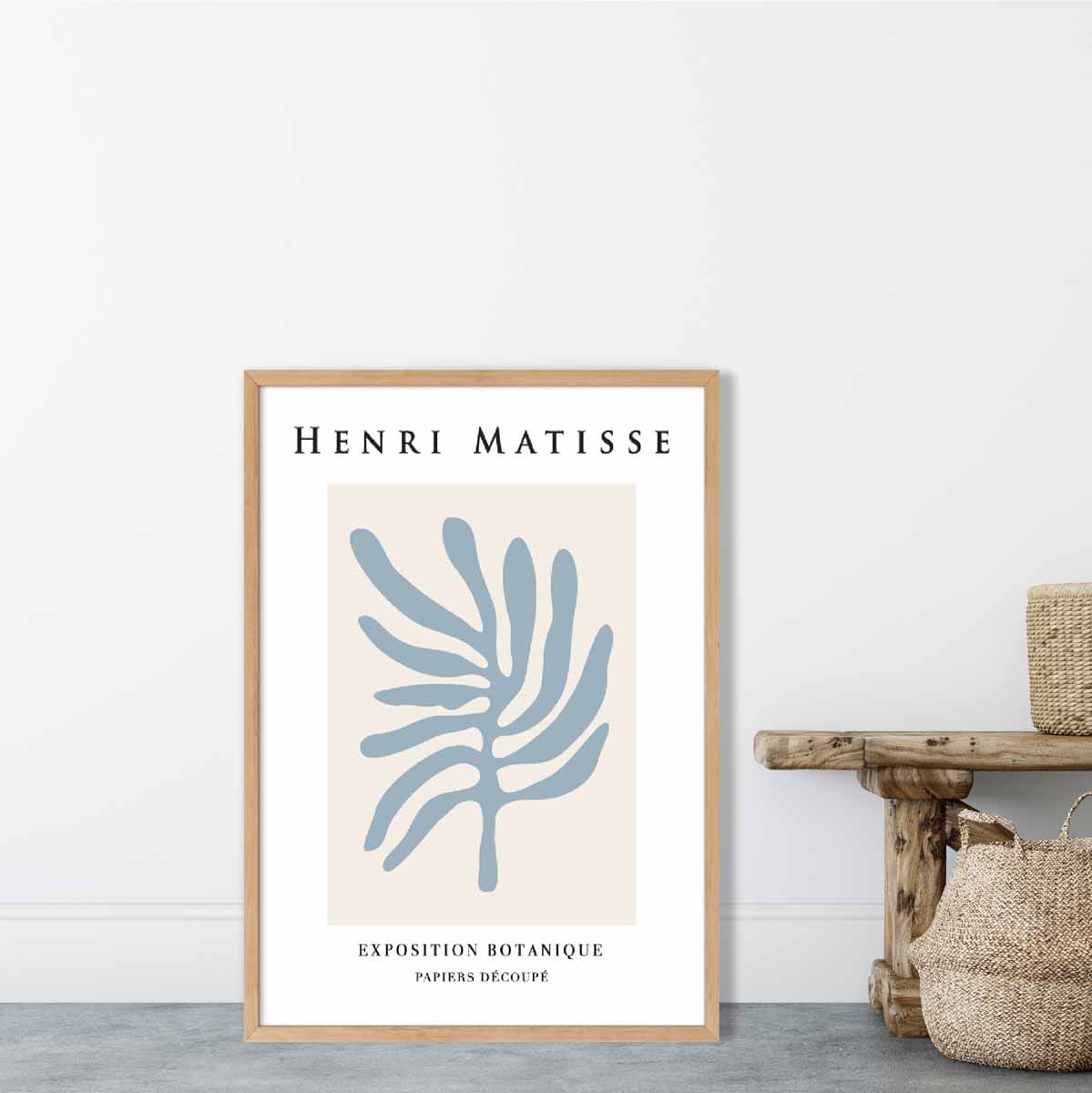 Mid Century Modern Matisse Botanique Poster in Blue