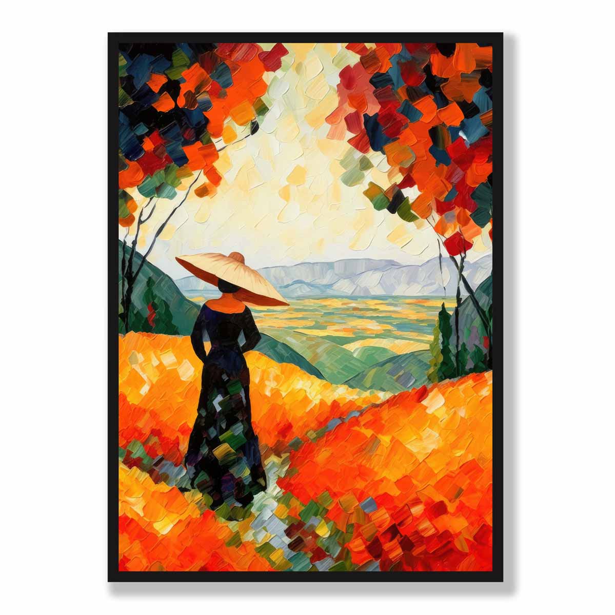 Woman in Red Abstract Painting Art Print – Artze Wall Art