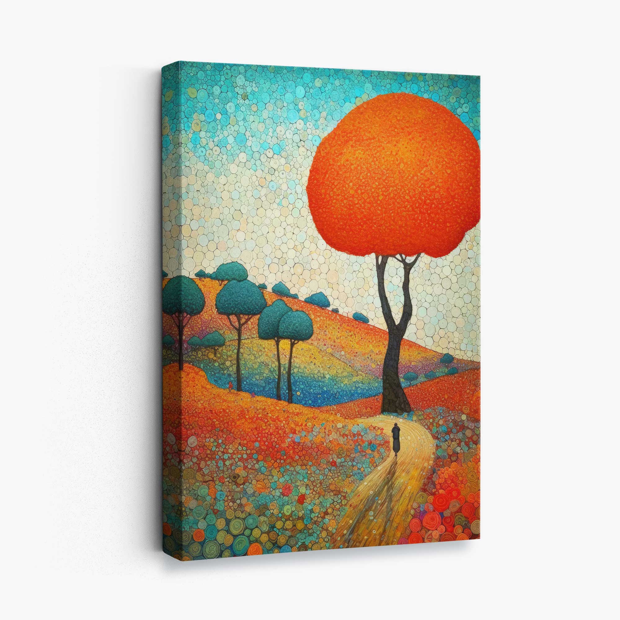 Colourful Hills and Tree Abstract Painting Canvas Print | Artze Wall Art UK