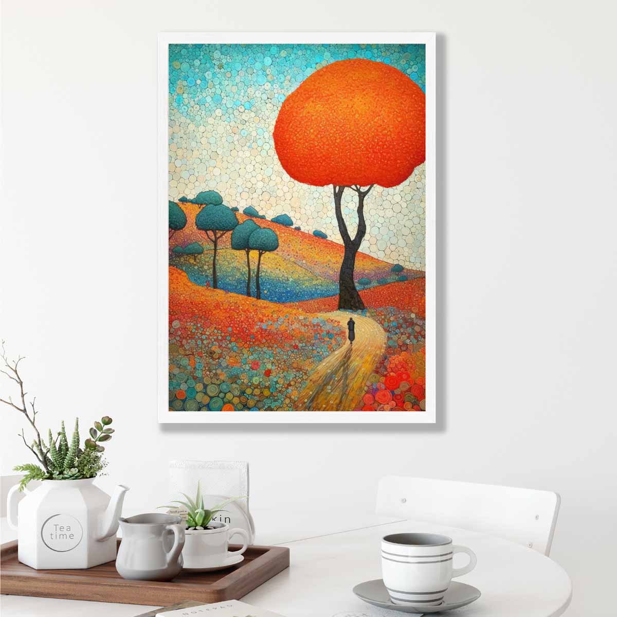 Colourful Hills and Tree Abstract Painting Art Print