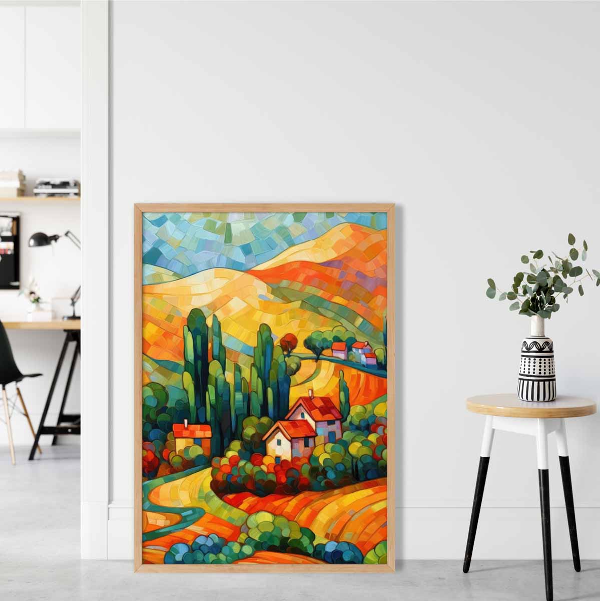 Colourful Landscape with House Abstract Painting Art Print