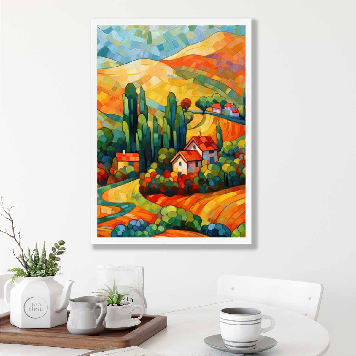 Colourful Landscape with House Abstract Painting Art Print