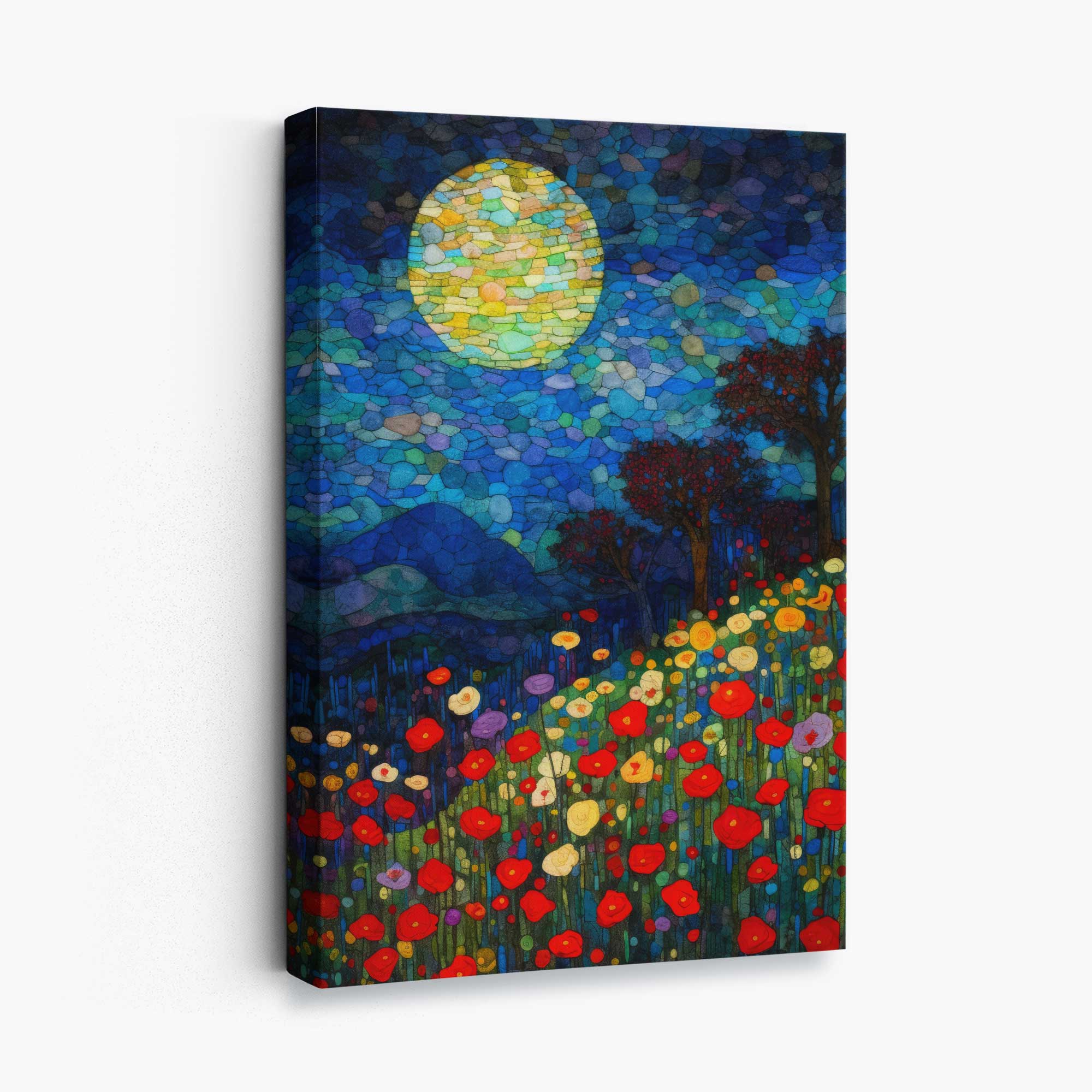 Moonlight Flower Field Abstract Painting Canvas Print | Artze Wall Art UK