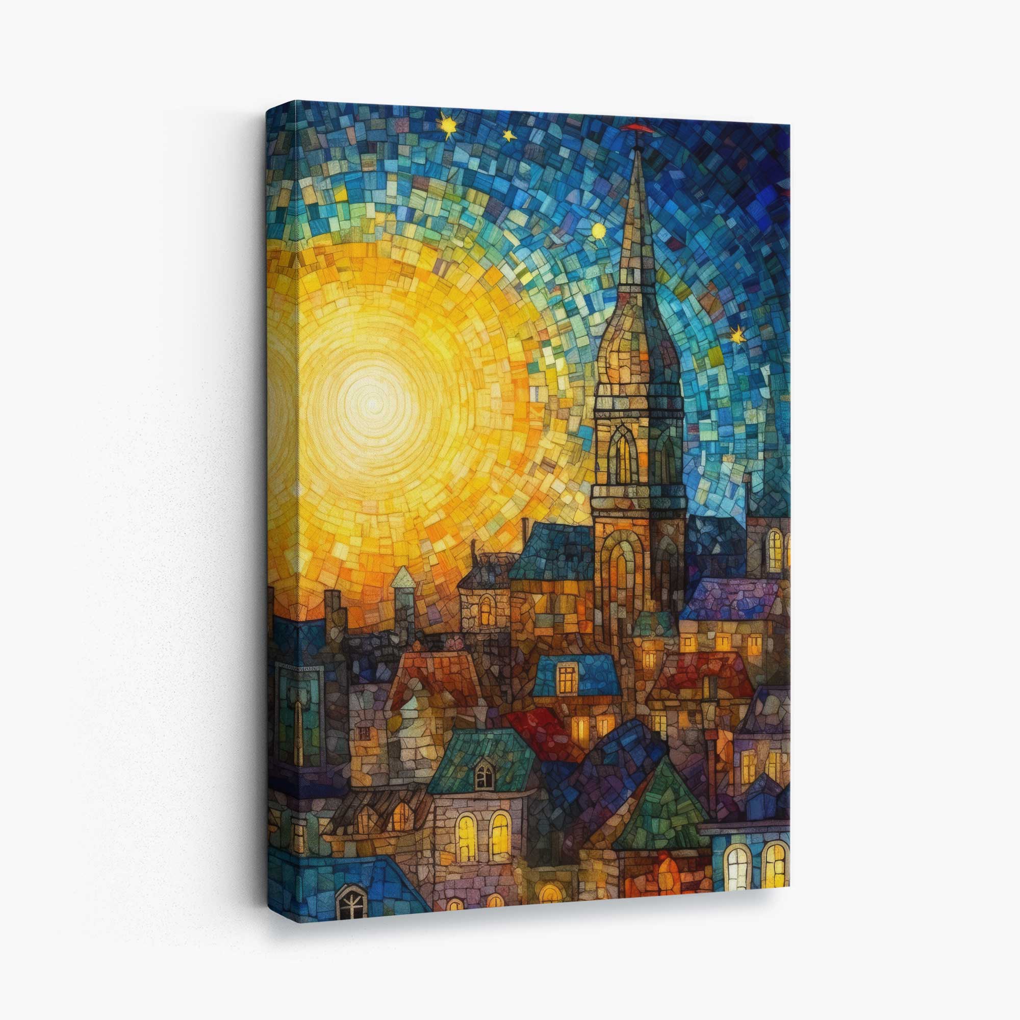 Sunrise City Abstract Palette Knife Painting Canvas Print | Artze Wall Art UK