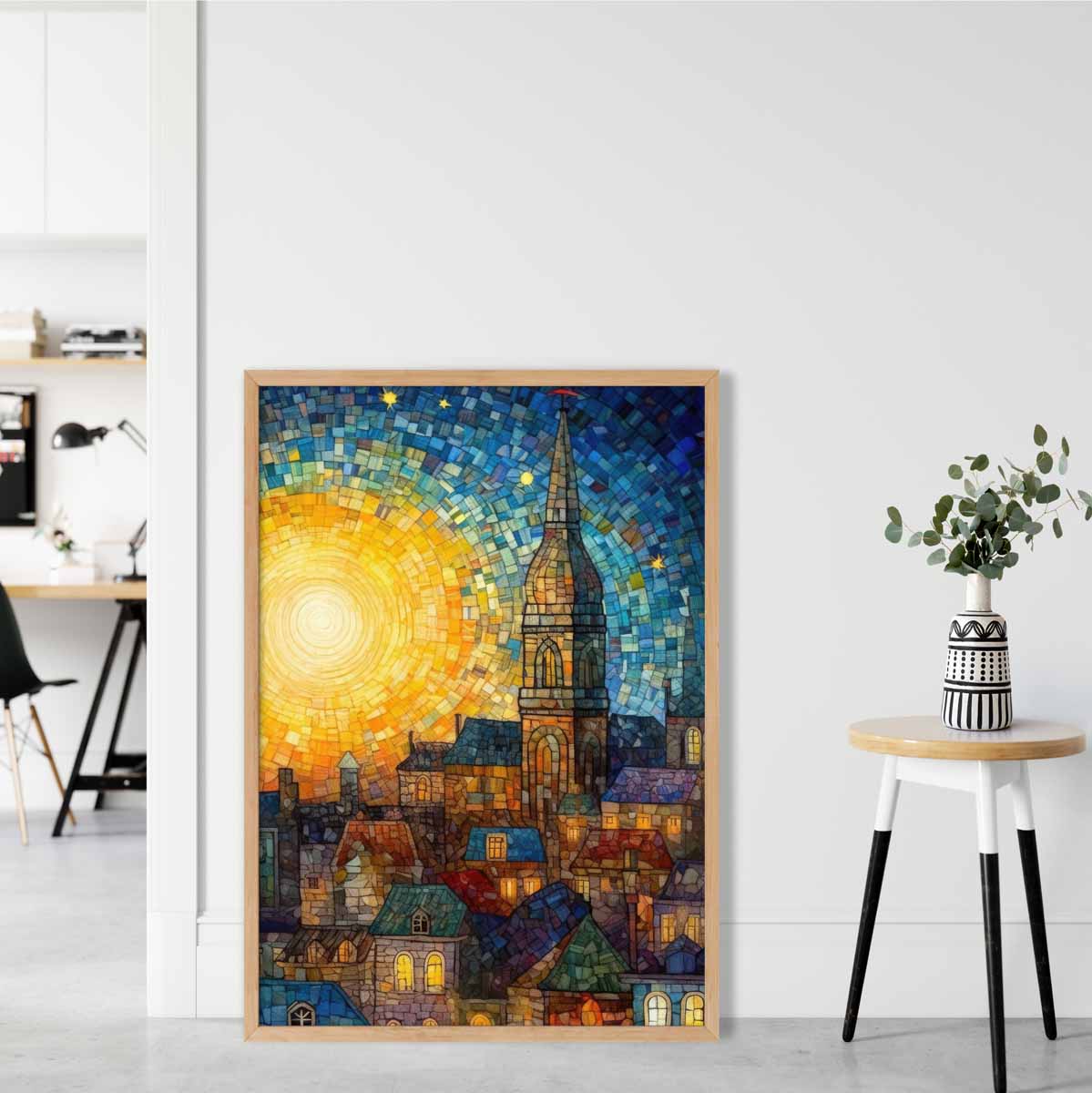 Sunrise City Abstract Palette Knife Painting Art Print