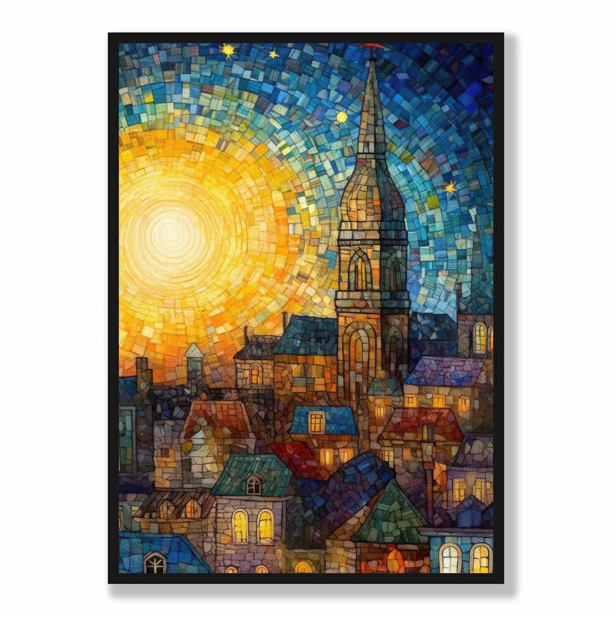 Sunrise City Abstract Palette Knife Painting Art Print