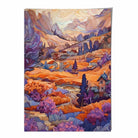 Mountain Scene Mosaic Abstract Style Painting Art Print in purple and orange