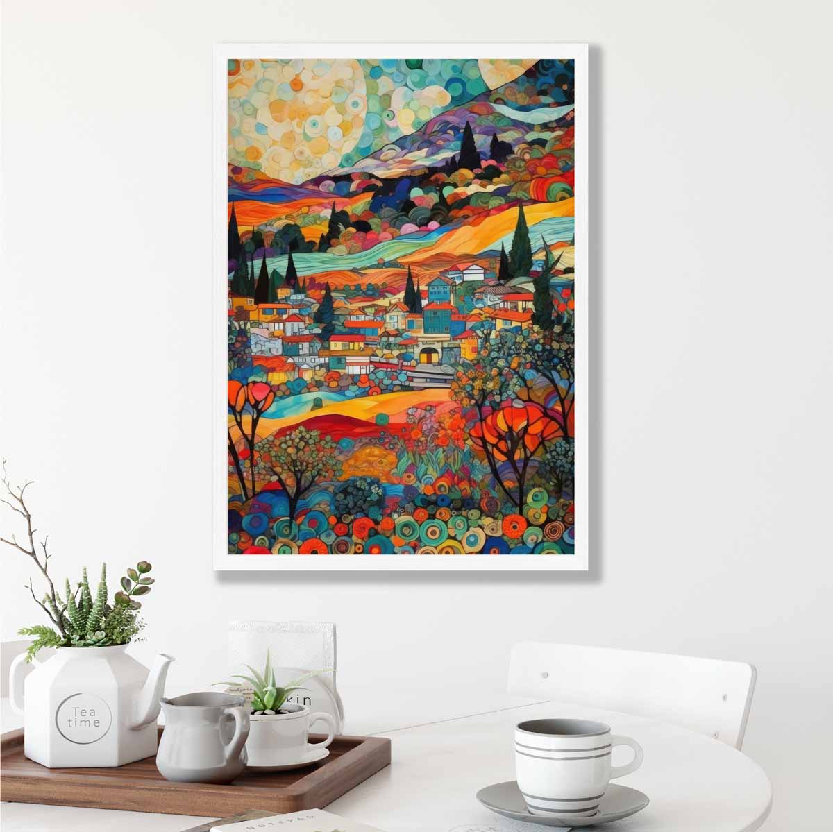 Colourful Cityscape Mosaic Style Abstract Painting Art Print