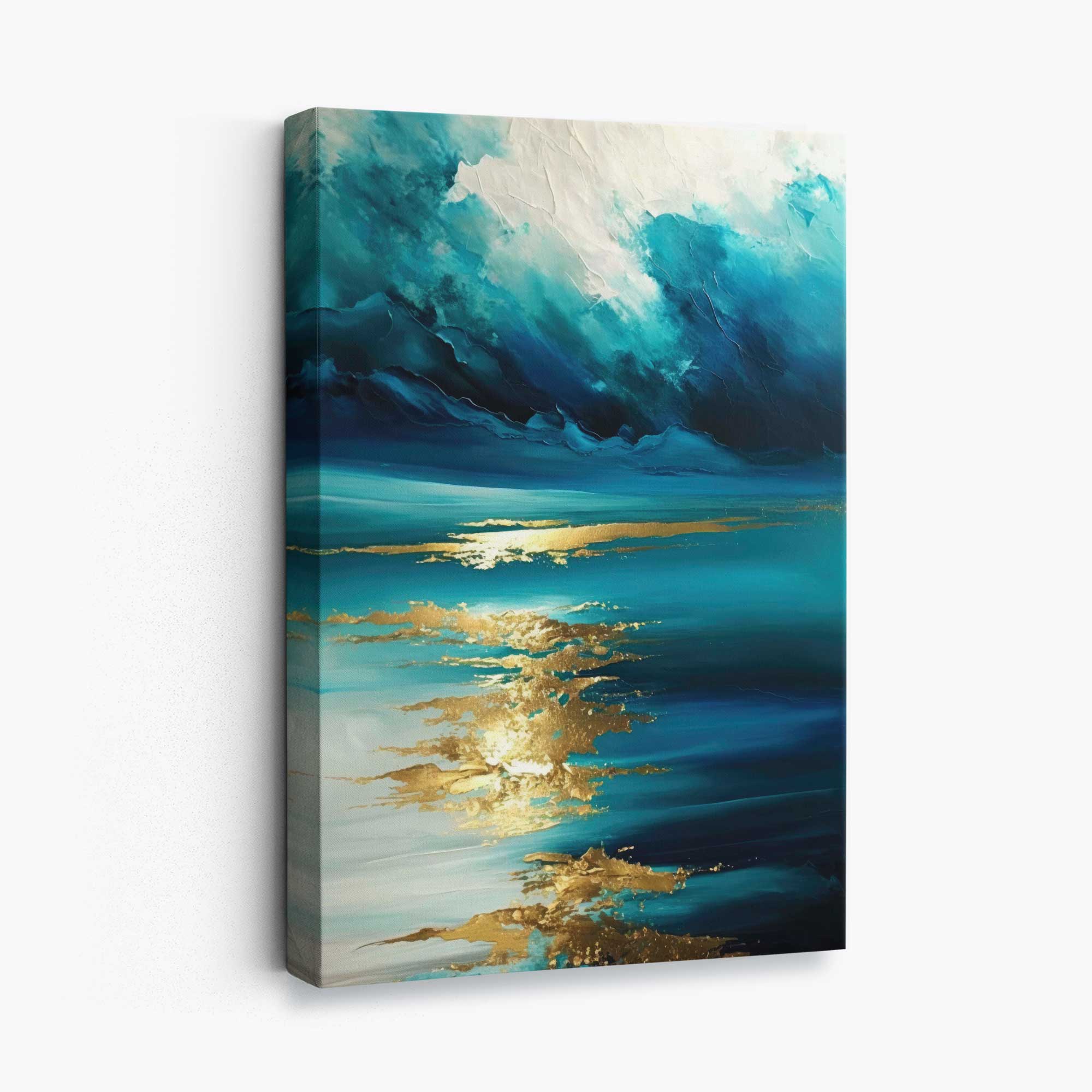Ocean Painting with Gold Effect Canvas Print No 1 | Artze Wall Art UK