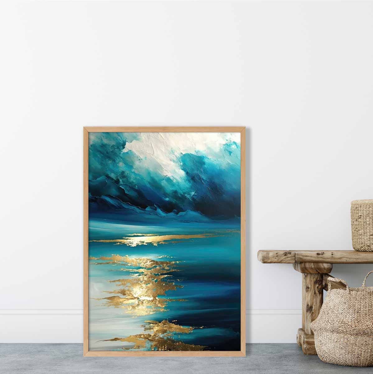 Ocean Painting with Gold Effect Art Print No 1