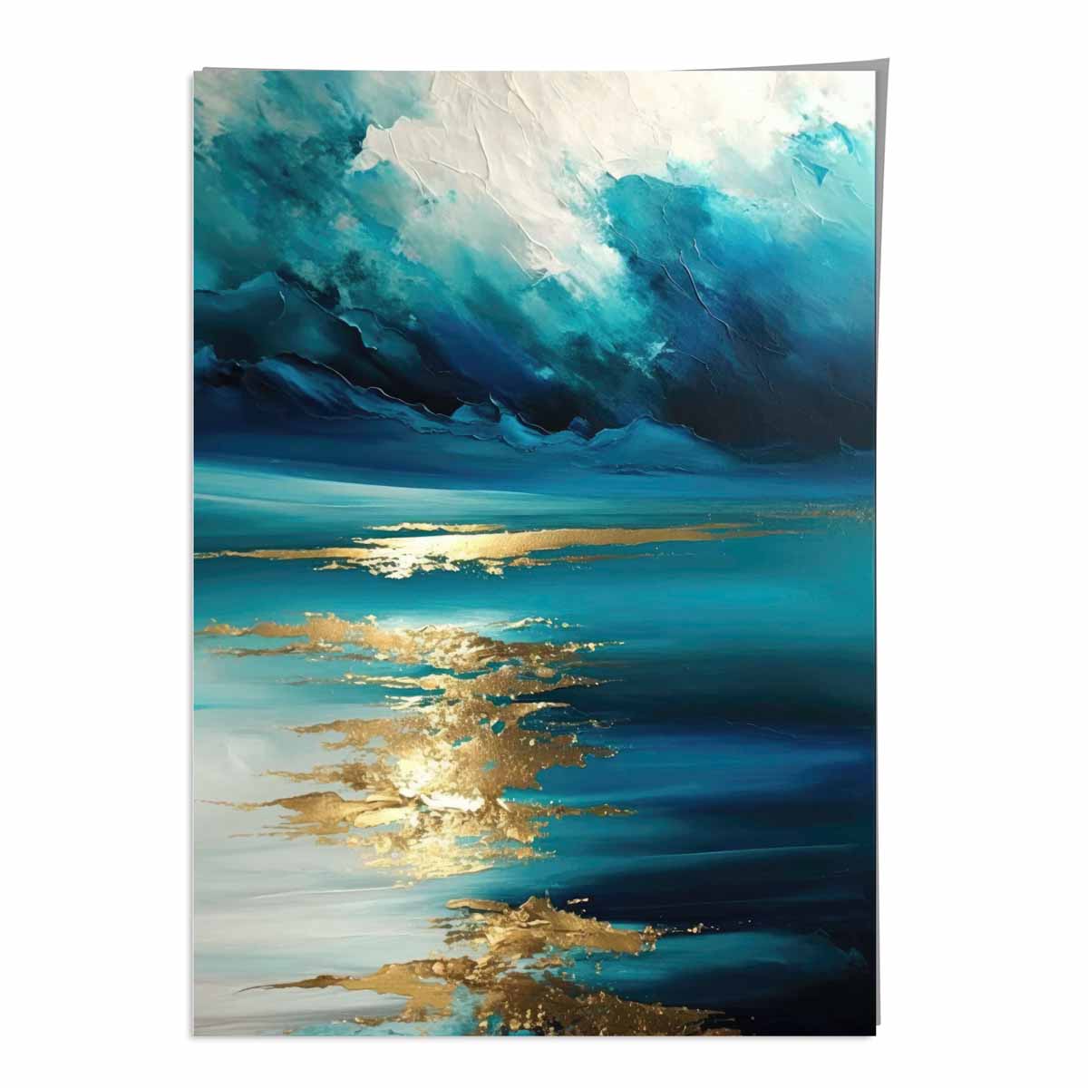 Ocean Painting with Gold Effect Art Print No 1