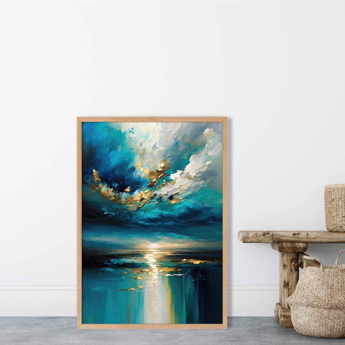 Ocean Painting with Gold Effect Art Print No 2