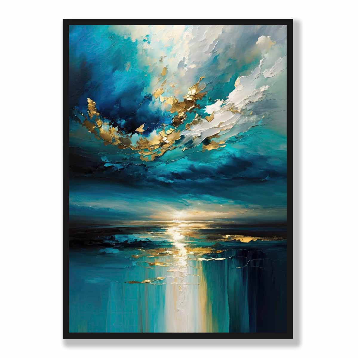 Ocean Painting with Gold Effect Art Print No 2