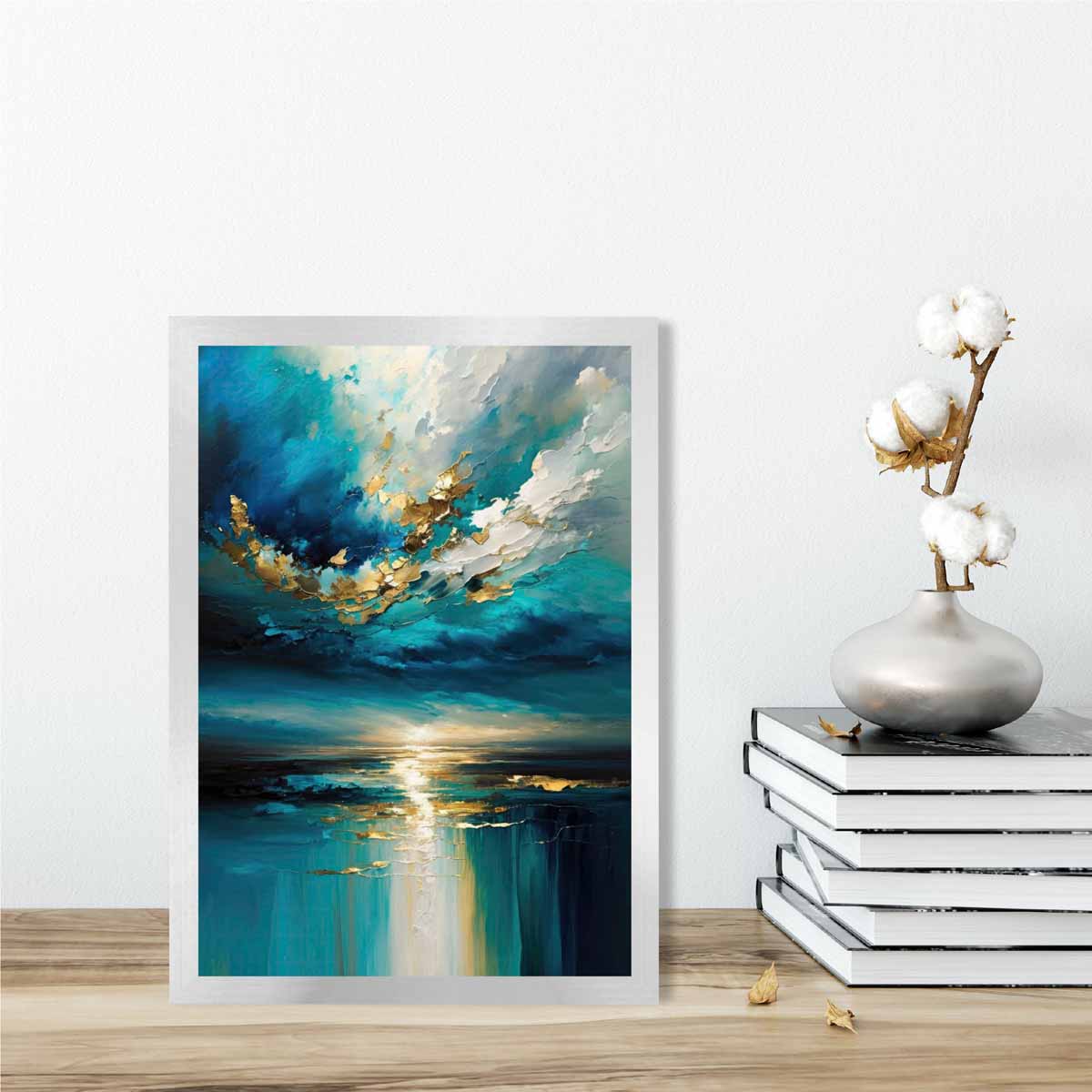 Ocean Painting with Gold Effect Art Print No 2